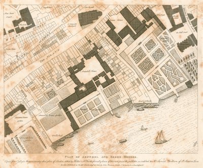 Plan of Arundel and Essex Houses, London by English School