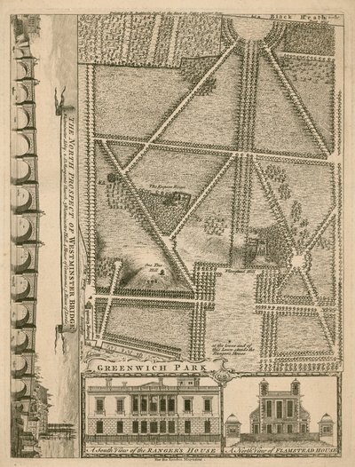 Plan of Greenwich Park, London by English School