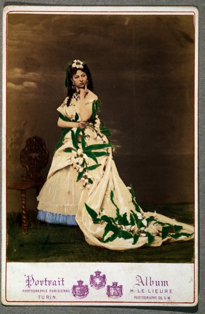 Postcard with woman in costume by English School
