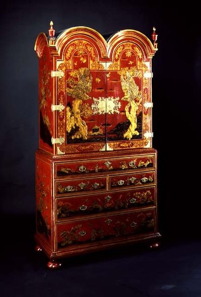 Queen Anne cabinet on chest by English School