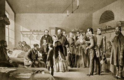 Queen Victoria visiting the wounded by English School