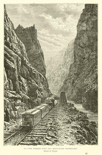 Railway in the Rocky Mountains, Canada by English School