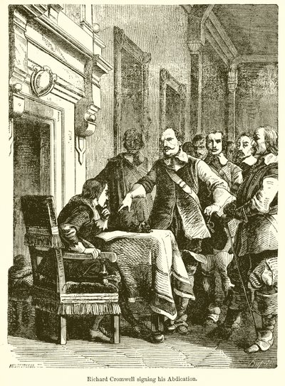 Richard Cromwell Signing His Abdication by English School