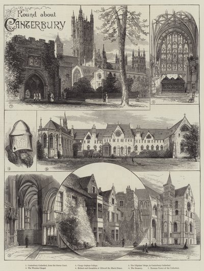 Round about Canterbury (engraving) by English School