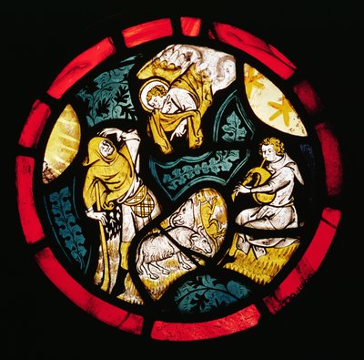 Roundel depicting the Annunciation to the Shepherds by English School