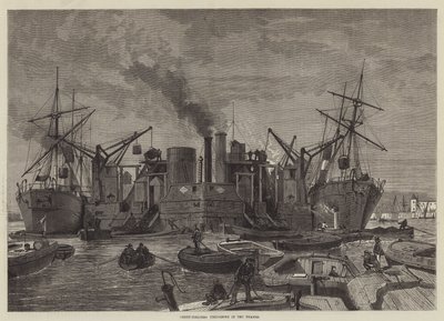 Screw-Colliers unloading in the Thames by English School