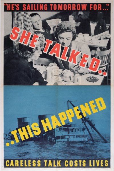 She Talked....This Happened, WWII poster by English School