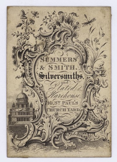 Summers & Smith Silversmiths, trade card by English School