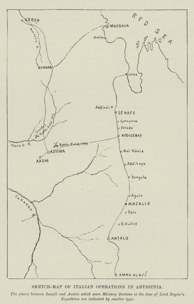 Sketch-Map of Italian Operations in Abyssinia by English School