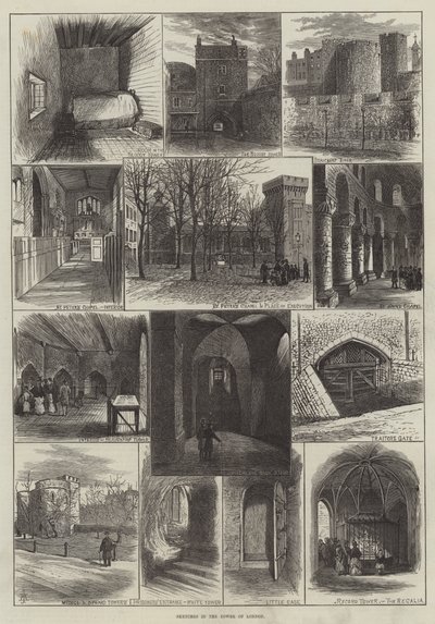 Sketches in the Tower of London by English School