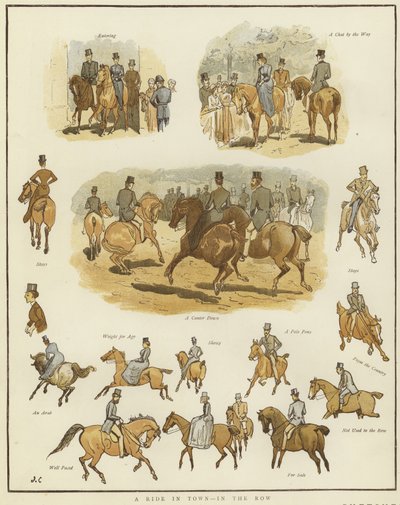 Sketches on horseback by English School