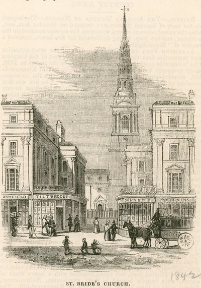 St Brides Church, Fleet Street, London by English School