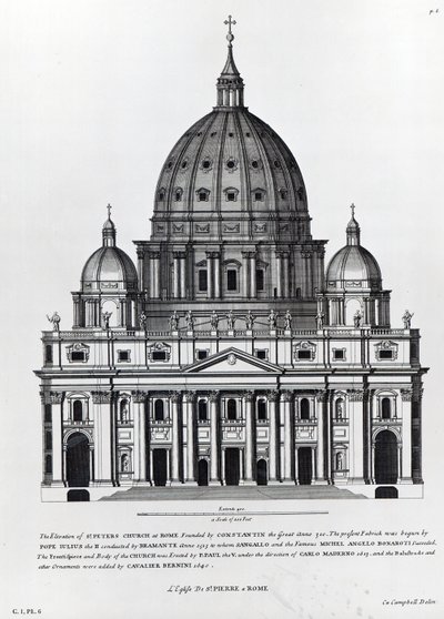 St. Peters, Rome, engraved by C. Campbell by English School