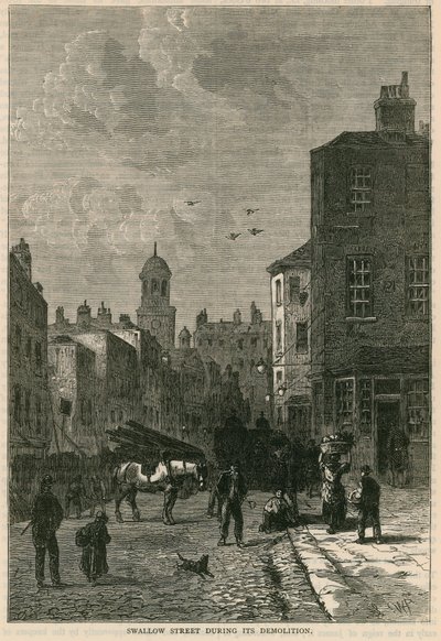 Swallow Street, London, during its demolition by English School