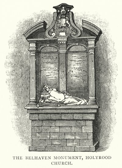 The Belhaven Monument, Holyrood Church (engraving) by English School