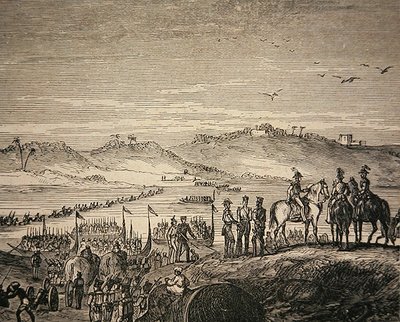 The British Army Crossing the Sutlej River by English School