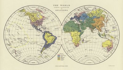 The World Showing Distribution of Religions by English School