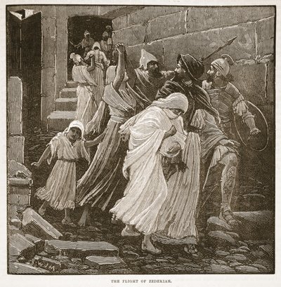 The Flight of Zedekiah by English School