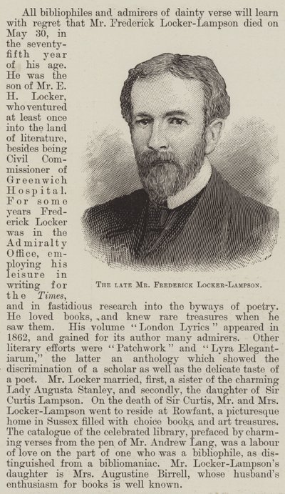 The late Mr Frederick Locker-Lampson by English School