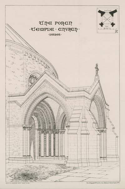 The Porch of Temple Church by English School