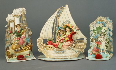 Three pop up chromolithographic Valentine cards, c.1880-90 by English School