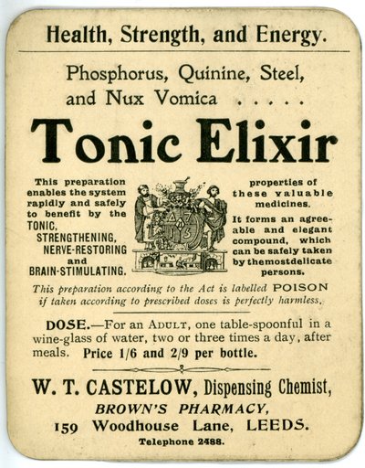 Tonic Elixir label, early by English School