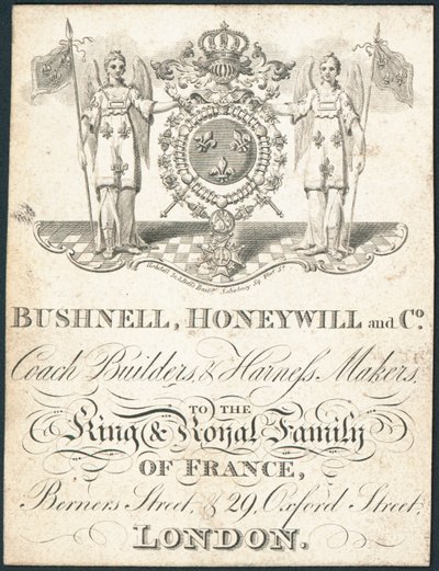 Trade Card, Bushnell, Honeywill and Co by English School