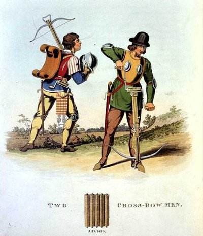 Two Cross-Bow Men by English School