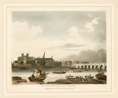 View of Westminster Hall and Bridge by English School