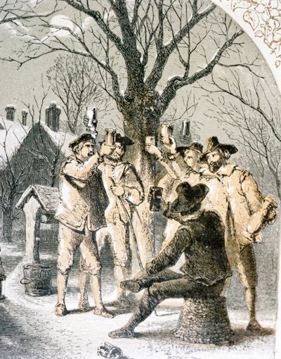 Wassailing the Apple Trees, 1840 by English School