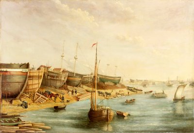 William Piles Shipyard, North Sands, c.1830 by English School