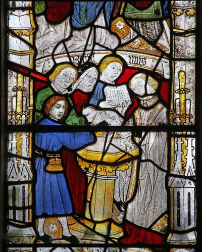 Window depicting the Seven Sacraments: Baptism by English School