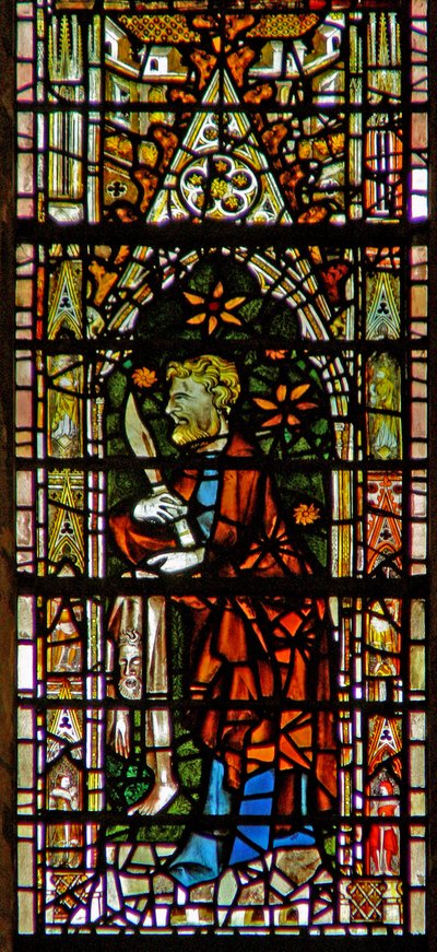 Window depicting St Bartholomew by English School