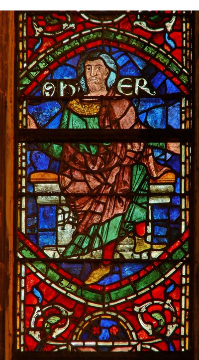 Window depicting a genealogical figure: Er by English School