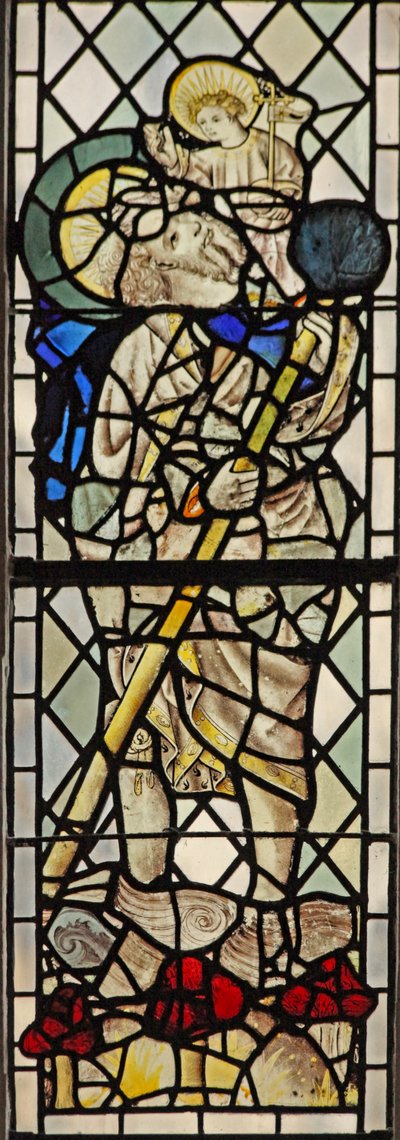 Window depicting St Christopher by English School