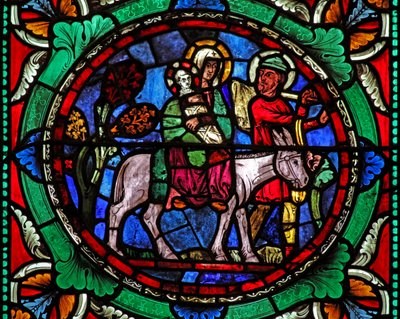 Window 15 depicting the Flight into Egypt by English School