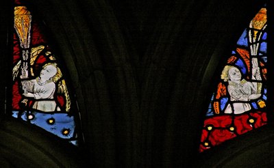 Window depicting angels censing by English School