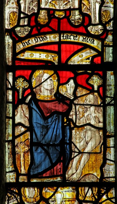 Window 1 depicting the Creation of Adam by English School