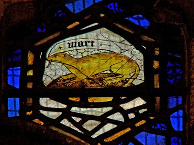 Window depicting an otter by English School