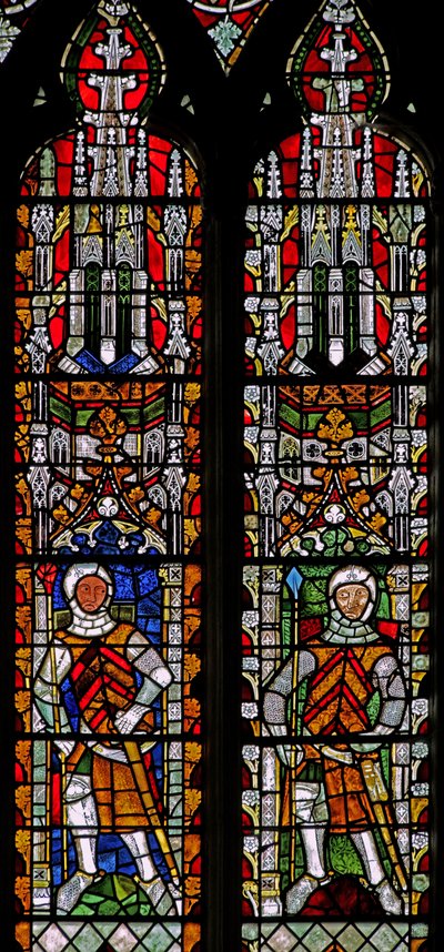 Window s4 depicting knights and canopies by English School