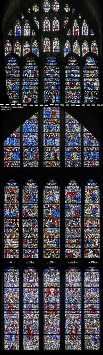 Window depicting the St Cuthbert Window by English School