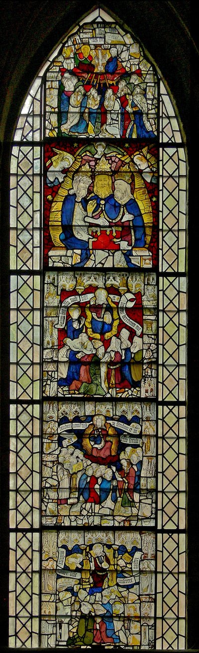 Window w25 depicting the Te Deum by English School