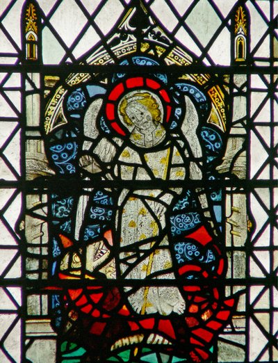 Window w36 depicting St Michael by English School