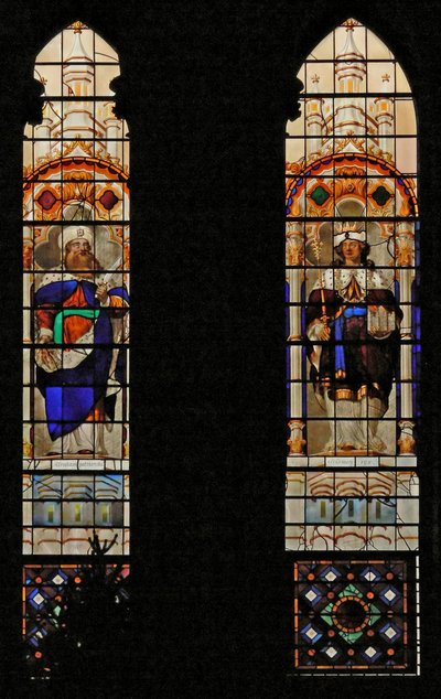 Window depicting Abraham and King Solomon by English School