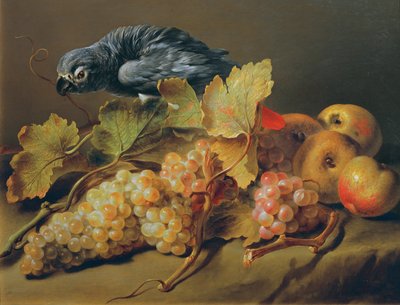Still Life with Parrot and Grapes by Erasmus von Engert