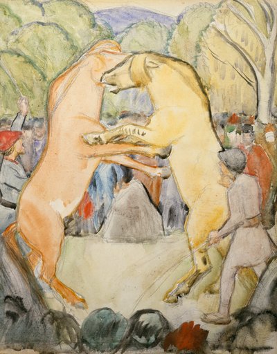 Horse Fight by Erik Theodor Werenskiold
