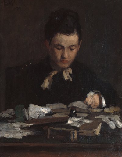 Reading young girl by Erik Theodor Werenskiold