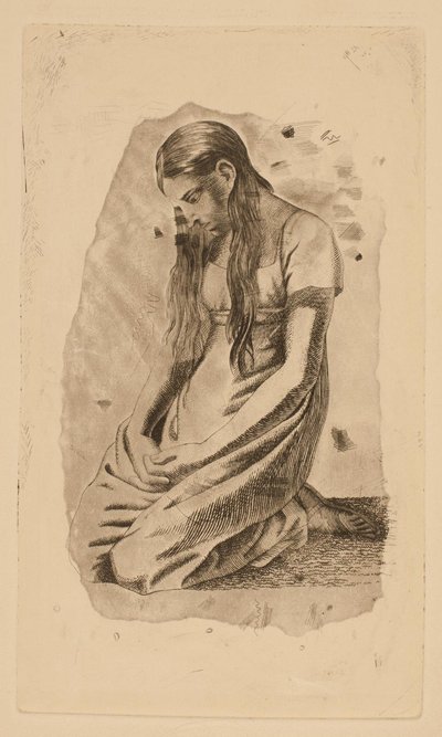 Kneeling Young Girl by Erling Eckersberg