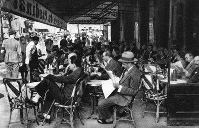 People at a Pavement Cafe, Paris, 1931 by Ernest Flammarion