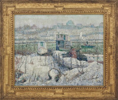 Boathouse, Winter, Harlem River, c.1916 by Ernest Lawson